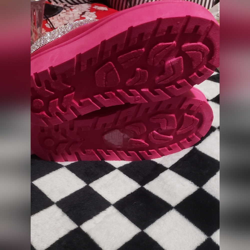 Pink Platform Slip-On Shoes with Rhinestone Detail - Picture 5 of 5